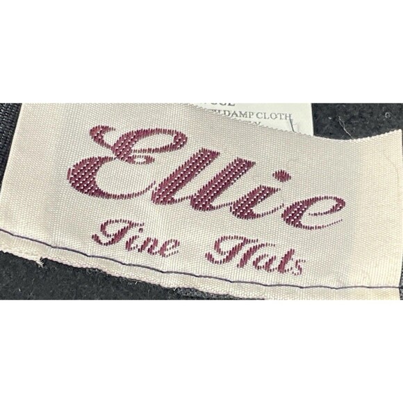 Ellie Fine Hats 100% Wool Hat Black Satin Pleated Tiered Brim Derby, Church main image 10